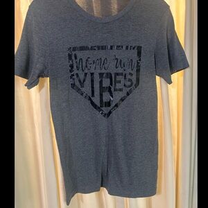 10$ TEE Gray Baseball Home Run Vibes T-Shirt